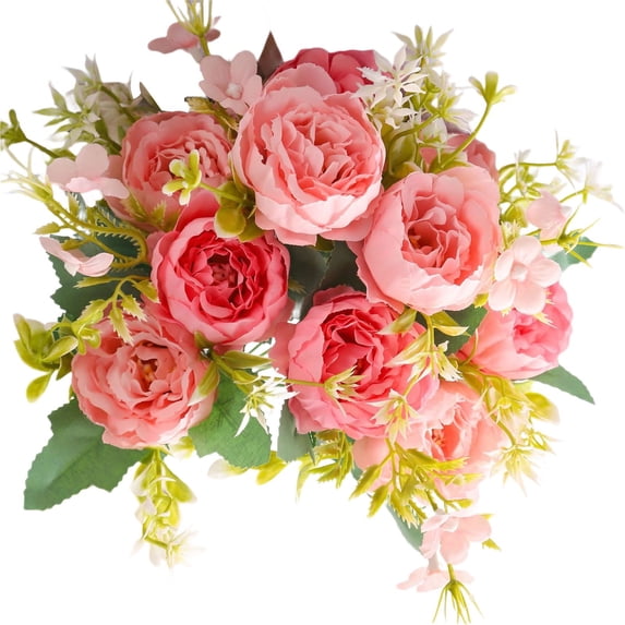 Fade Resistant Artificial Silk Peony Bouquet, Exquisite Fake Peony Flower Cluster, Bendable Stems Floral Decor for Bridal Parties, Dining Table Centerpieces and Household Vase Display