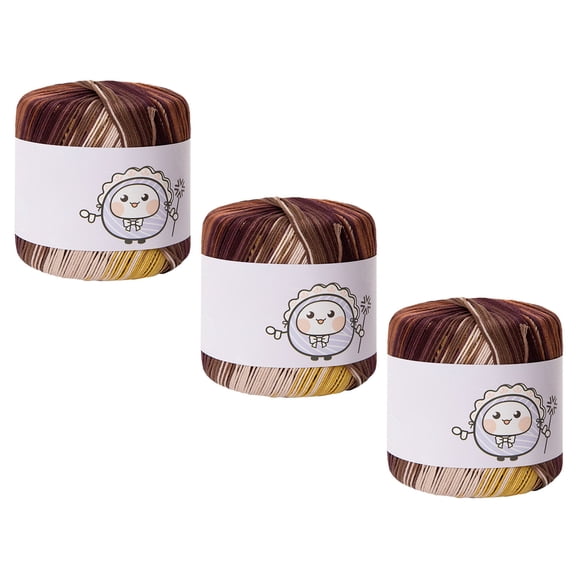 Fade Resistant Mercerized Cotton Thread 3 Spools Soft Yarn For Long Time Use Crafting Projects