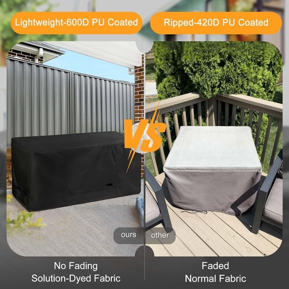 Fade Resistant Outdoor  Waterproof Storage Box Bench Cover for 71-100 Gallon Resin Deck Box,  x 24 x 22 Inch, Black