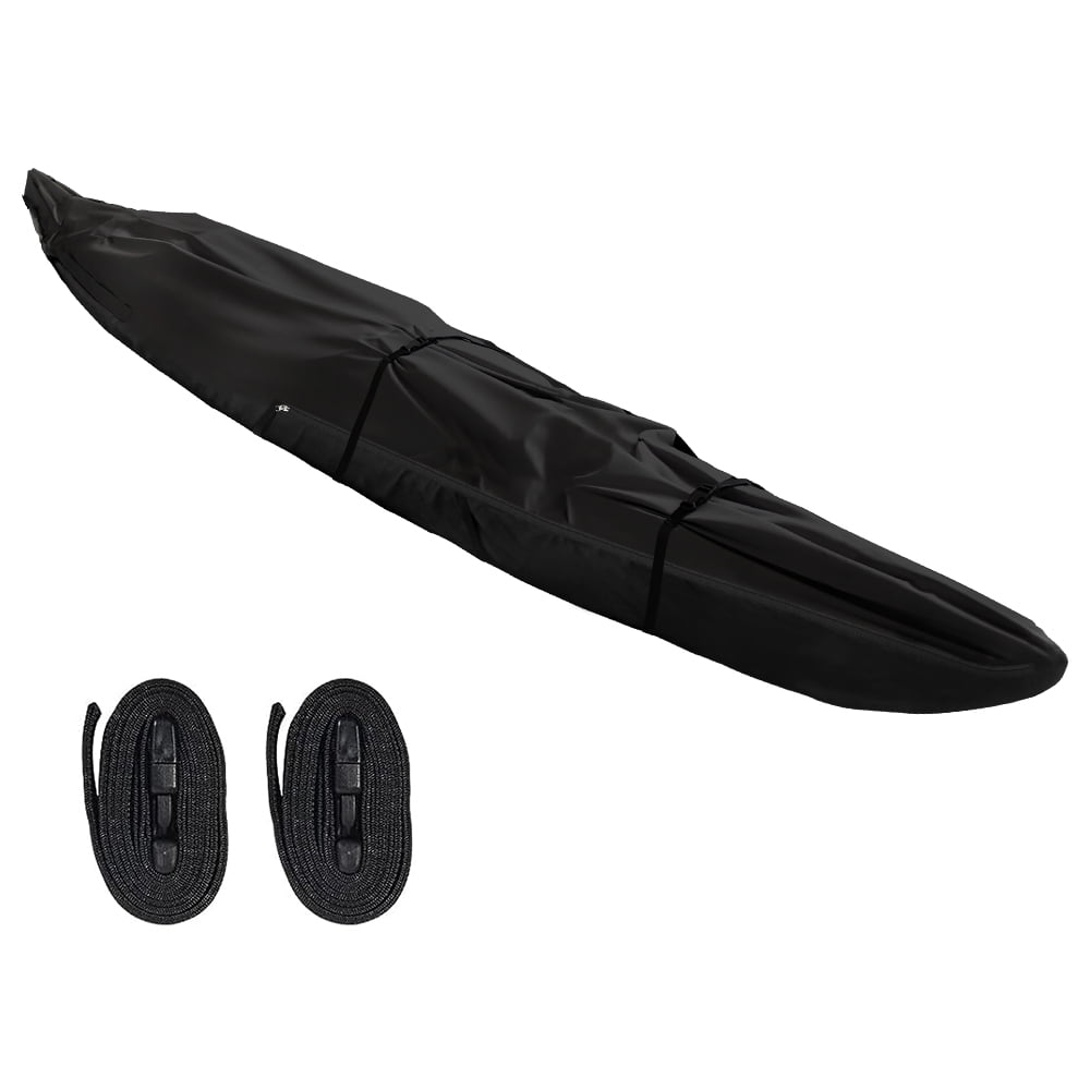 Fade and Tear Resistant Trailerable Cover with Waterproof Zipper, 600D Marine Grade Heavy-Duty Waterproof Canoe Cover Fit for 10ft Kayak,Indoor/Outdoor Storage,Black