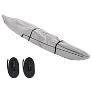 Fade and Tear Resistant Trailerable Cover with Waterproof Zipper, 600D Marine Grade Heavy-Duty Waterproof Canoe Cover Fit for 12ft Kayak, Indoor/Outdoor Storage, Gray