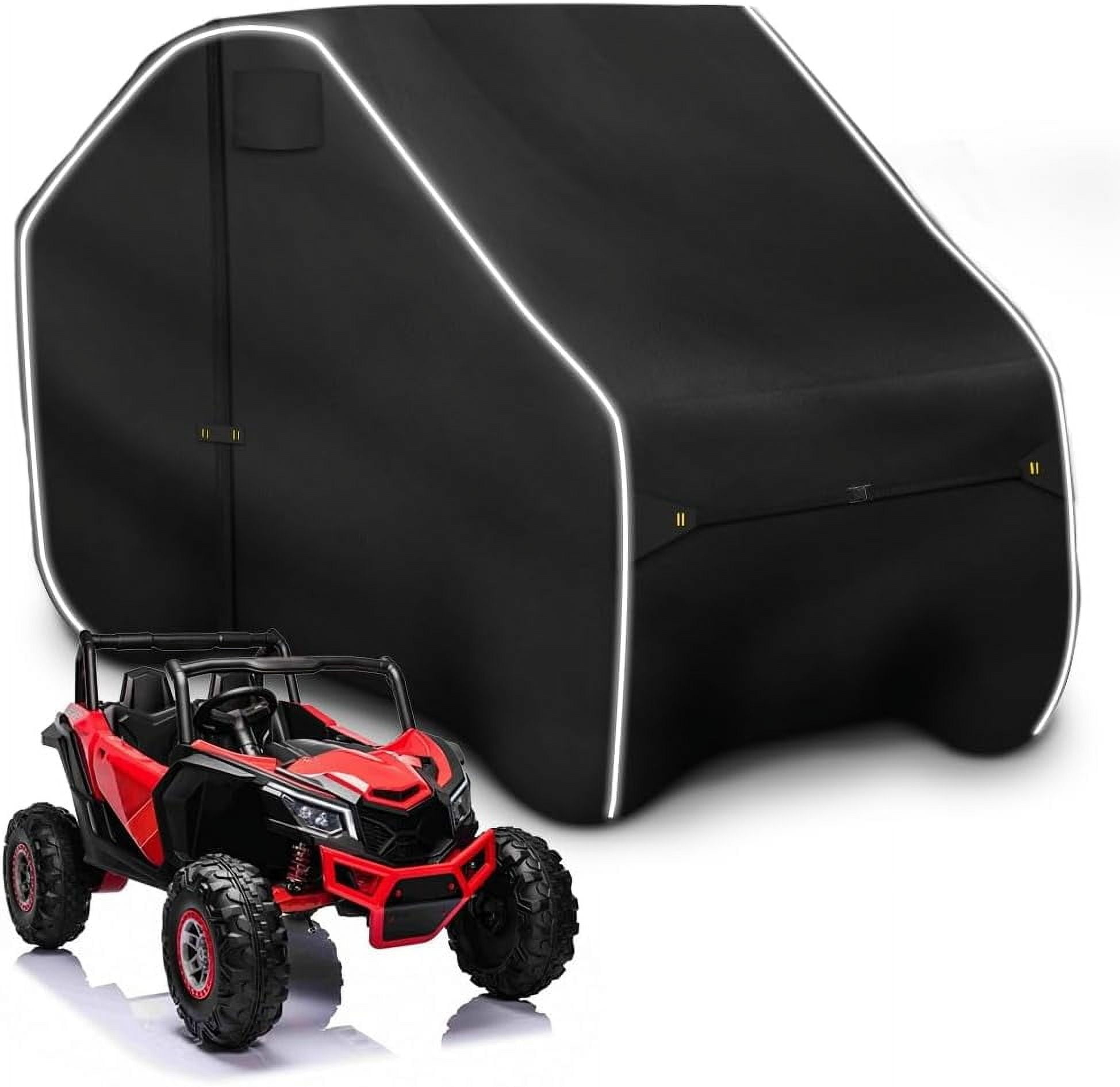 Fade and Tear Resistant UTV Cover with Reflective Strips,600D Heavy-Duty Waterproof 2-3 Seater Side by Side Covers Fit for Polaris RZR Yamaha Can-am Honda Kawasaki (Black, 160Lx70Wx80H)