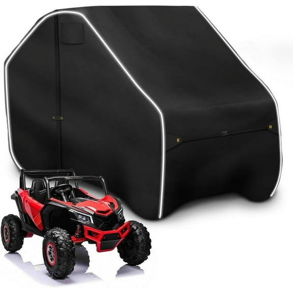 Fade and Tear Resistant UTV Cover with Reflective Strips,600D Heavy-Duty Waterproof 2-3 Seater Side by Side Covers Fit for Polaris RZR Yamaha Can-am Honda Kawasaki (Black, 160Lx70Wx80H)