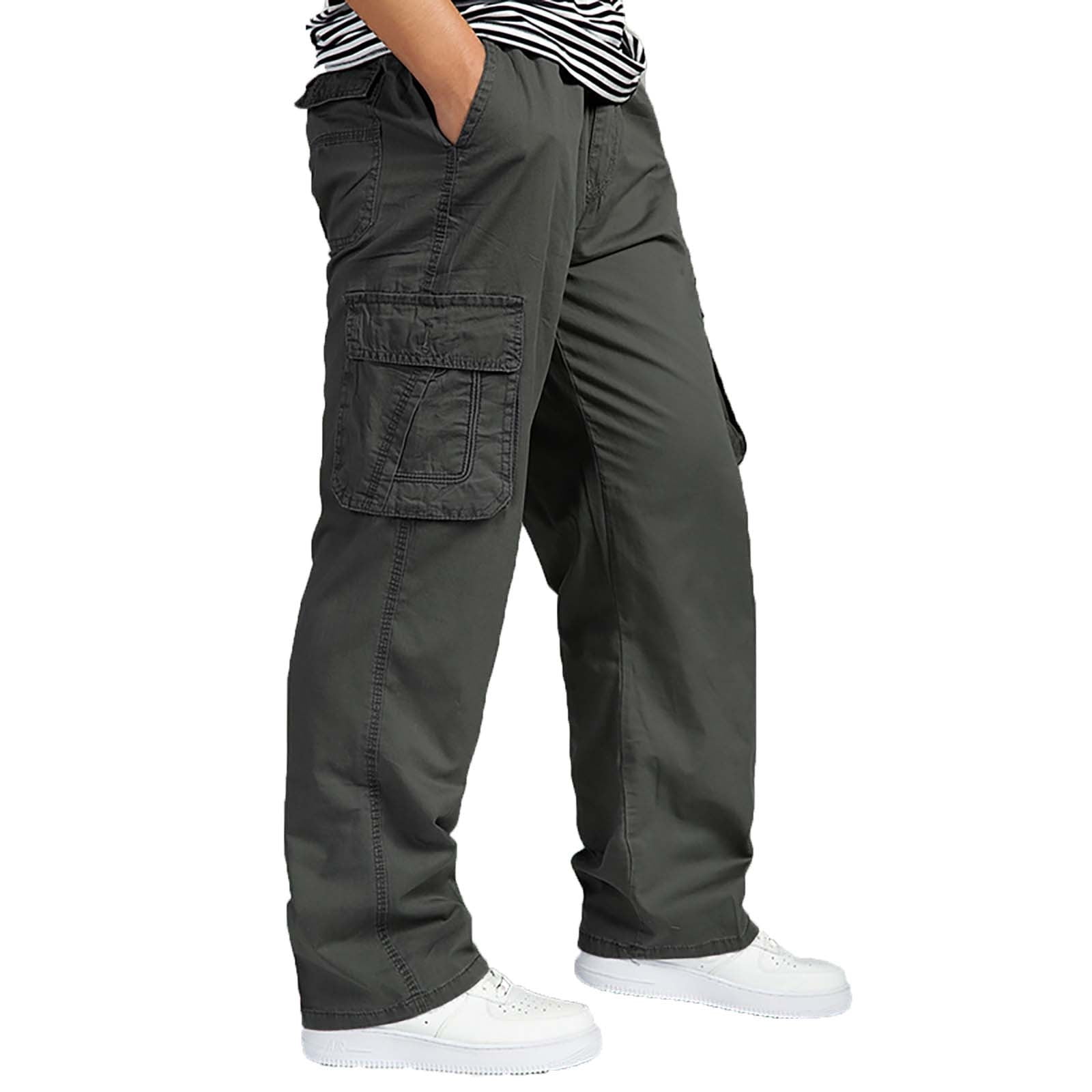 Fadeal Army Green A Pair of Pants Plus Size Casual Cargo Pants for Men