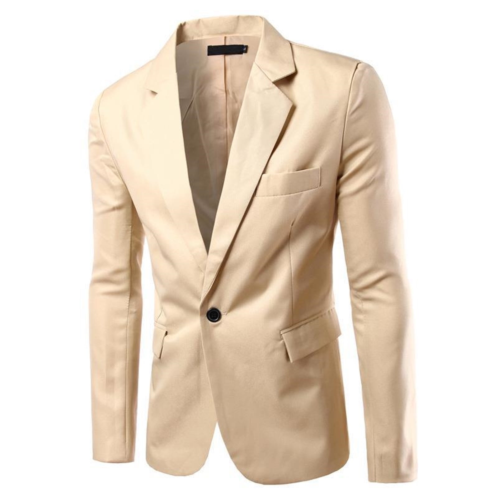 Fadeal Khaki 1X Men's Suit Jacket Men's Luxury Casual Dress Suit Lapel ...
