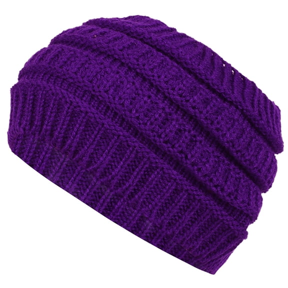 Fadeal Knit Headband Knitted Headband with Wide Edge Empty Top Washing Headband European and American Headband Women's Autumn and Winter Warmth Ear Woolen Headband Winter Headbands for Women Purple A