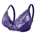 thumbnail image 1 of Fadeal Lace Bralettes for Women Thin Lace Breathable Ladies Underwear Bra Lady Breast E F Plus Size Full Big Cup Bra Bralettes for Women Plus Size Purple S, 1 of 4
