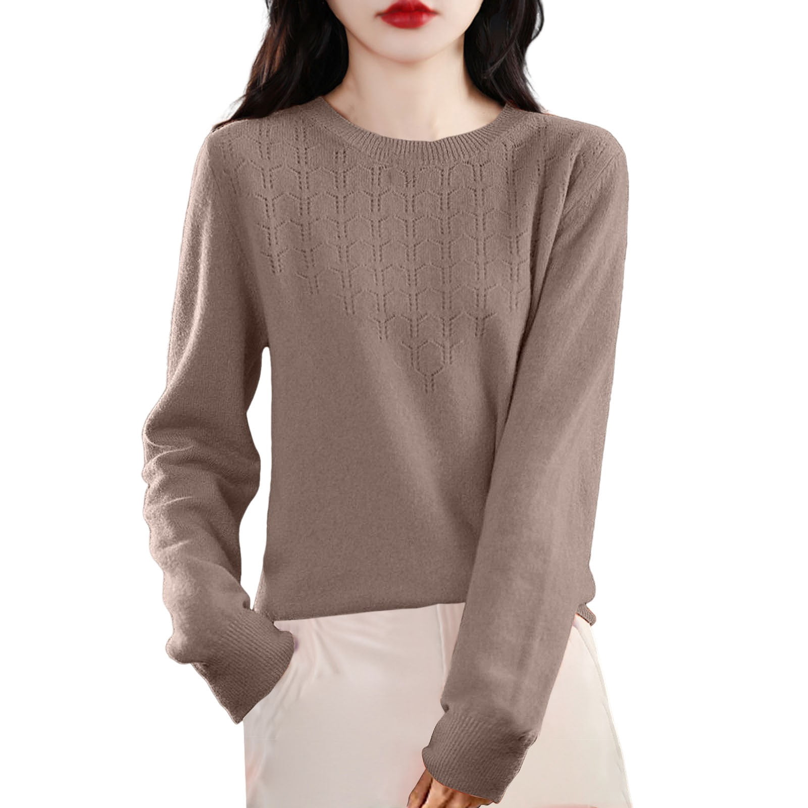Sweaters Second Base Fadeal Lightweight Sweaters for Women Women's Crew Neck Pullover ...