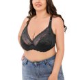 thumbnail image 1 of Fadeal Supportive Bras for Women Womens Low Cut Bra Underwear Bralette Crop Top Female Bra Push Up Brassiere Bra Thin Cup Bra Deep V Plus Size Unpadded Bra Plus Size Bras for Women Black 100G, 1 of 4