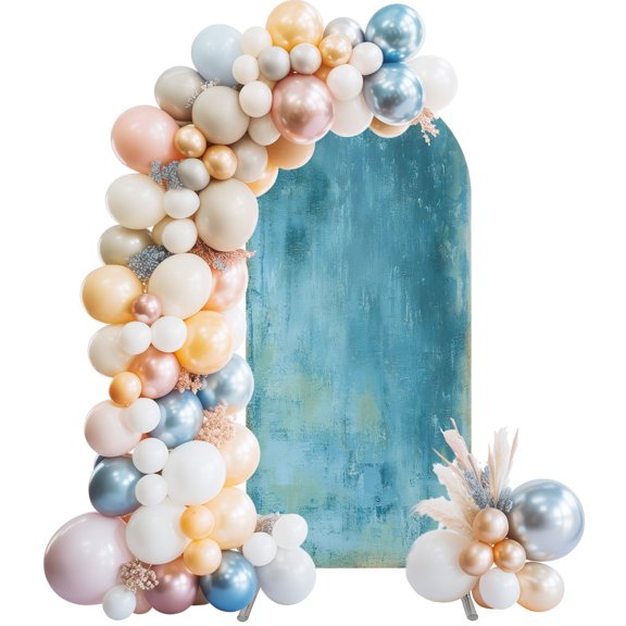 Faded Aqua Arch Backdrop Cover 4 FT Vintage Minimalist Teal Distressed Grain Stretchy Elastic Arch Stand Covers Spandex Arched Background Birthday Wedding Party Decoration (No Stand)