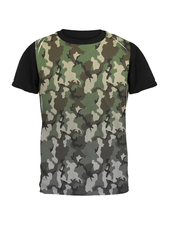 Faded Camo All Over Mens Black Back T Shirt Multi X-LG