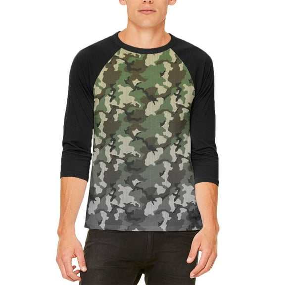 Faded Camo Mens Raglan T Shirt White-Black X-LG