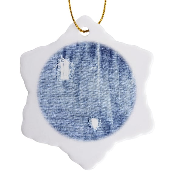 3drose, Faded Denim - Blue Jeans - Fashion - Art, 3 inch Snowflake Porcelain Ornament