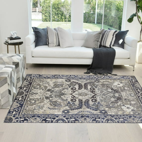 Faded Distressed Kashan Vintage Persian Area Rug Dusk and Gray