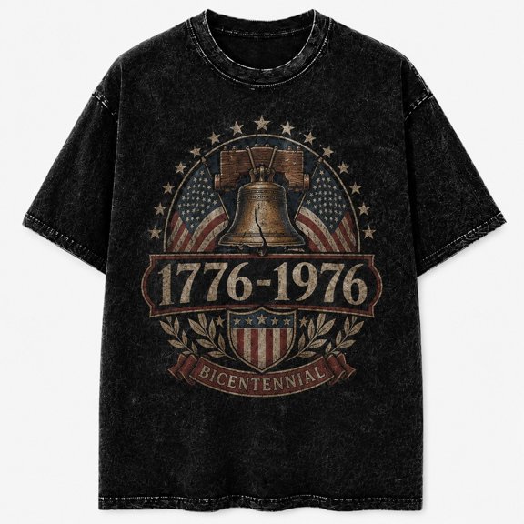Faded Era Bicentennial 1776-1976 Mineral Washed T-Shirt colortone 1300, Unisex Classic Fit