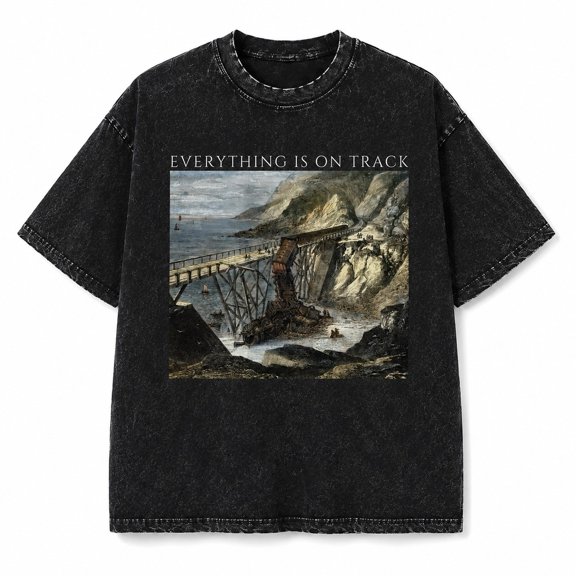 Faded Era Everything Is On Track Mineral Washed T-Shirt colortone 1300, Unisex Classic Fit
