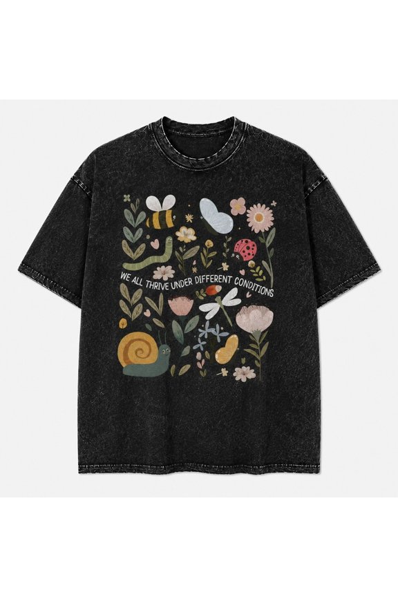 Neurodiversity Nature Graphic Mineral Washed T-Shirt, Unisex Classic Fit