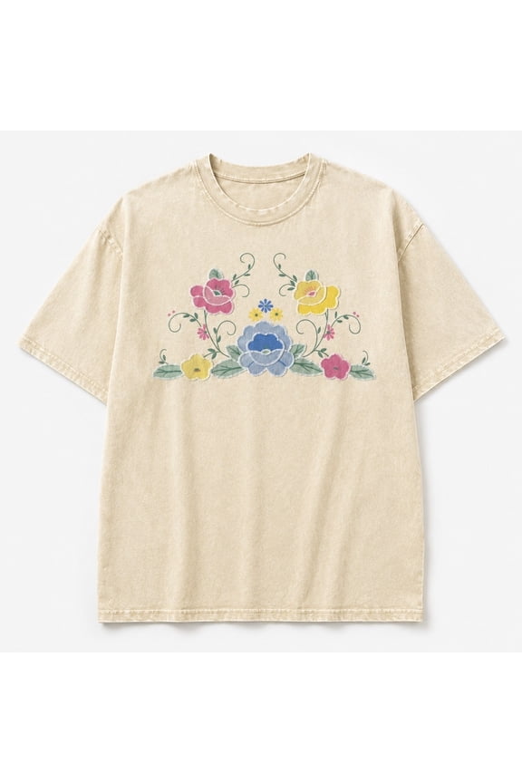 Pastel Floral Mineral Washed Graphic T-Shirt, Unisex Classic Fit