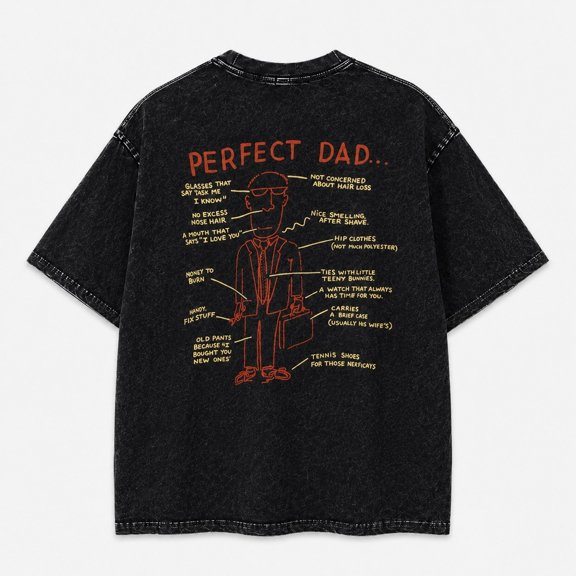 Faded Era Perfect Dad Mineral Washed T-Shirt, Unisex Classic Fit, 180 GSM Cotton