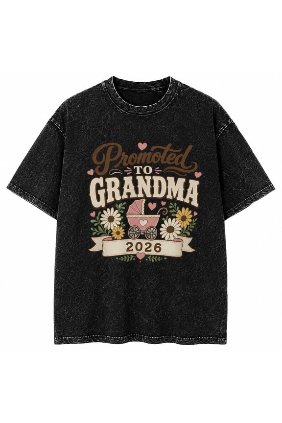 Promoted to Grandma 2026 Mineral Washed T-Shirt, Unisex Classic Fit, 180 GSM Cotton