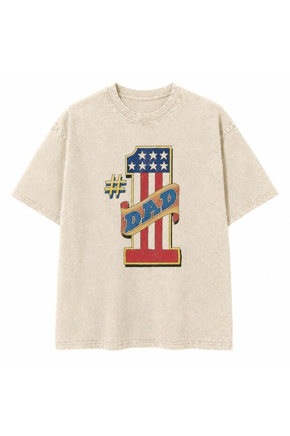 Retro #1 Dad Graphic Washed, Unisex Cotton Tee