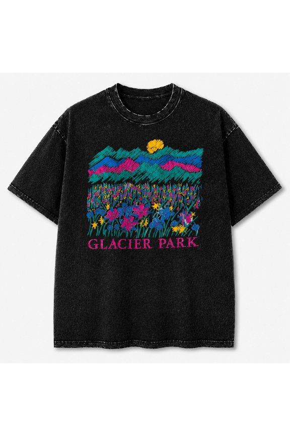 Retro Abstract Brushstroke Mineral Washed Graphic T-Shirt, Unisex Classic Fit