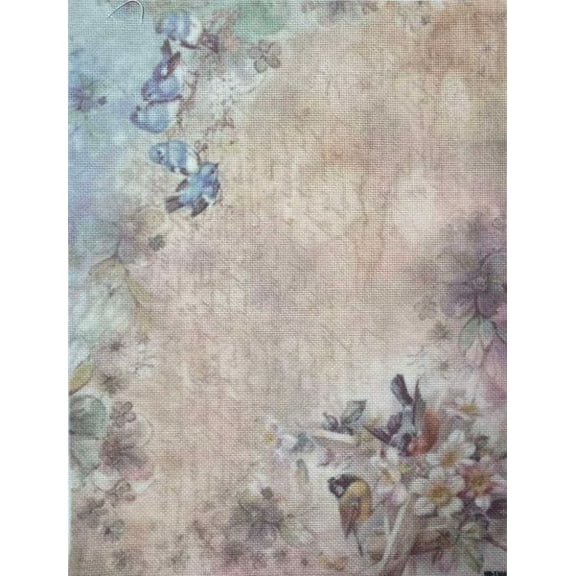 Faded Garden Designer Printed AIDA Fabric. Canvas for embroidery with an applied background KF-1364A