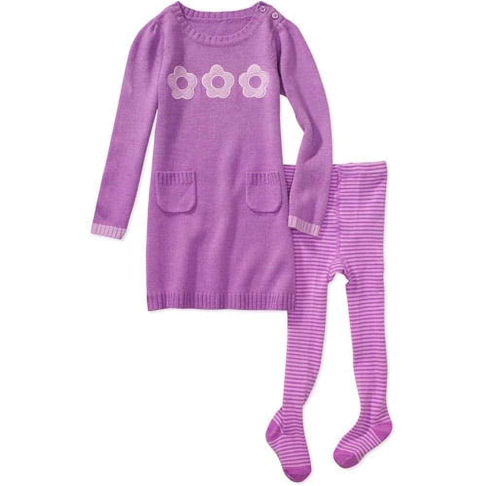 Faded Glory Baby Girls' Knit Dress and Tights Set Toddler