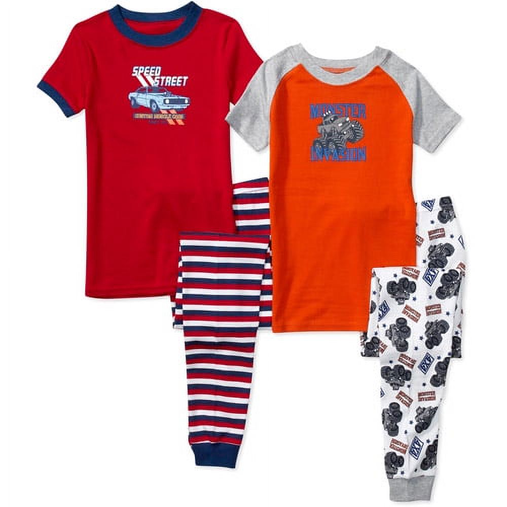 Faded Glory - Boys' Organic Cotton Fitted Pajamas, 2 Sets - Walmart.com