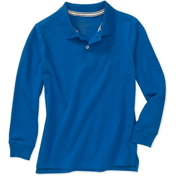 Faded Glory - Boys' Solid Long-Sleeve Polo Shirt