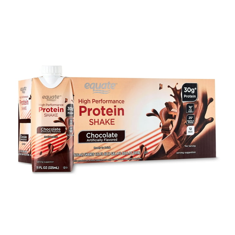 Equate High Performance Protein Shake Chocolate 11 fl oz 12 Ct Walmart