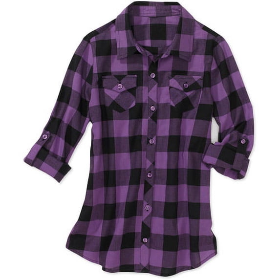 Faded Glory Fg Girls Woven 100pct Cotton Bf Ls Shirt