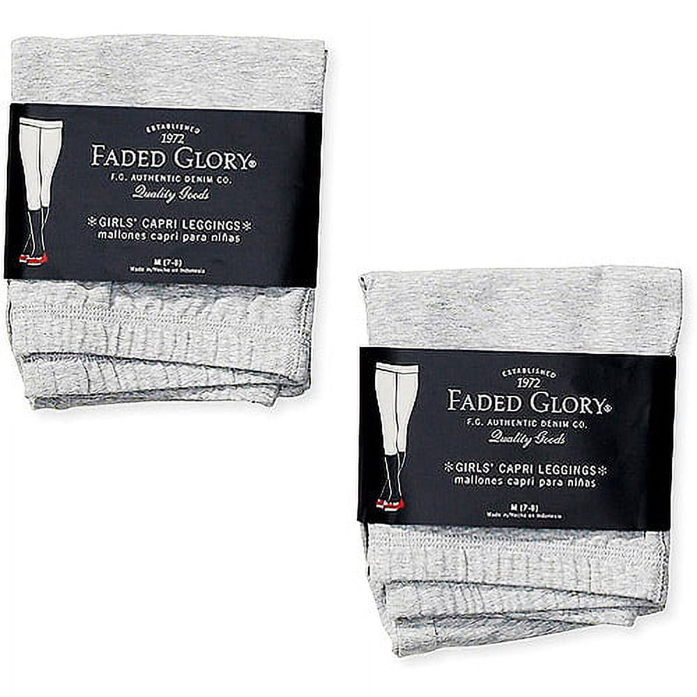 Faded Glory Girls Organic Cotton Capri Leggings 2 Pack