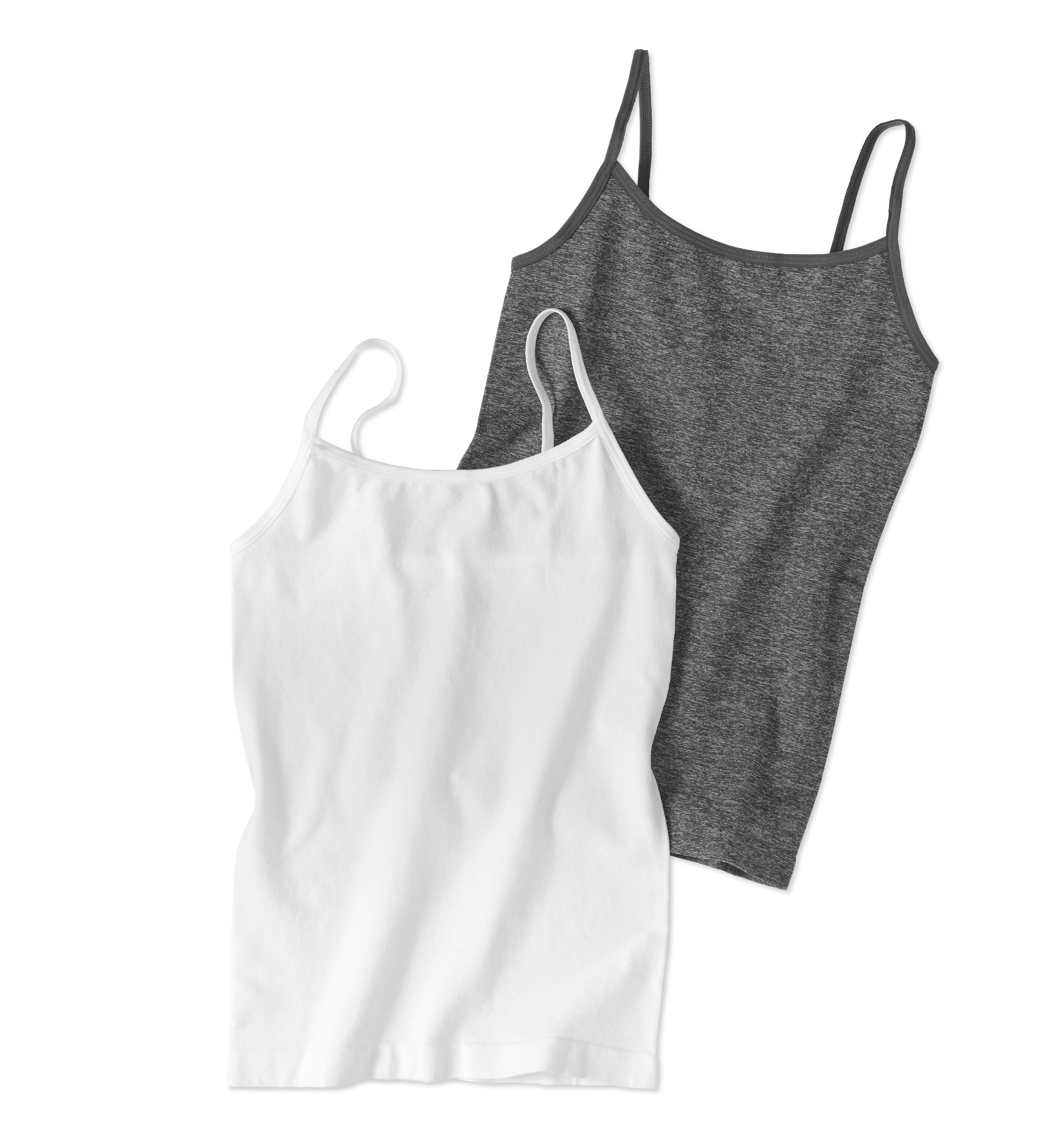 Faded Glory Girls Undershirts, 2 Pack Seamless Camis, Sizes 2-XL