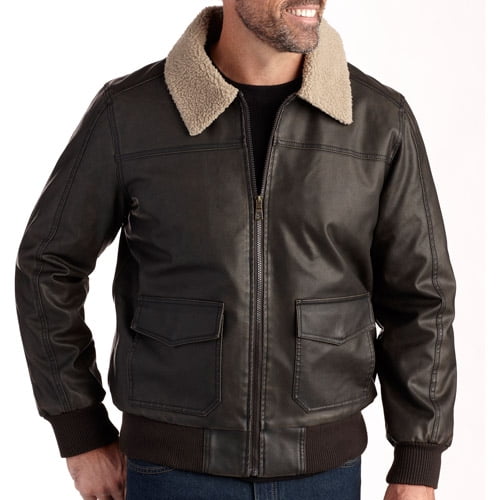 Faded Glory Men s Bomber Faux Leather Walmart