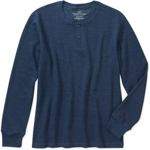 Faded Glory Men's Long Sleeve Solid Thermal Henley