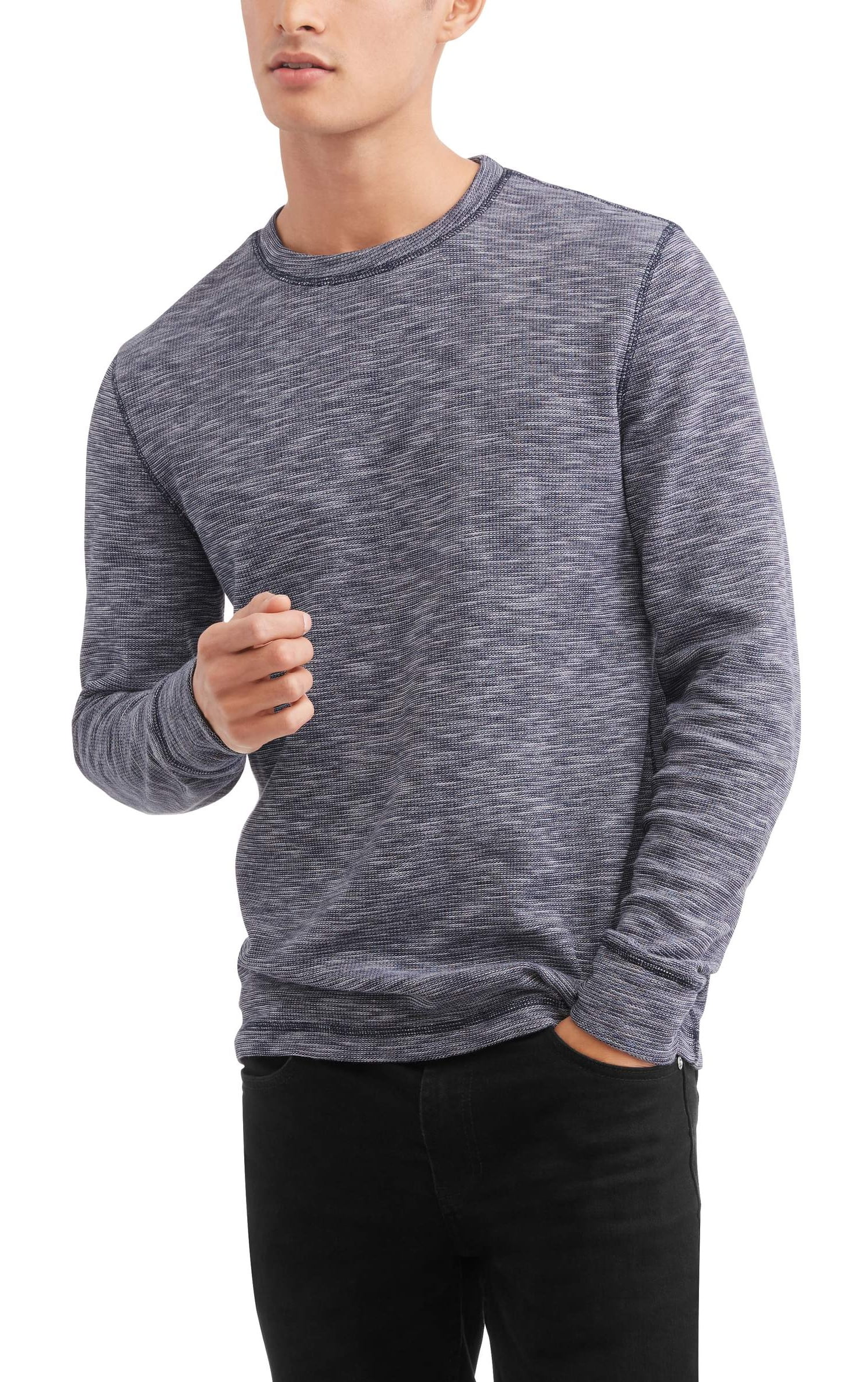 Faded Glory Men s Long Sleeve Thermal Crew Sweatshirt Walmart