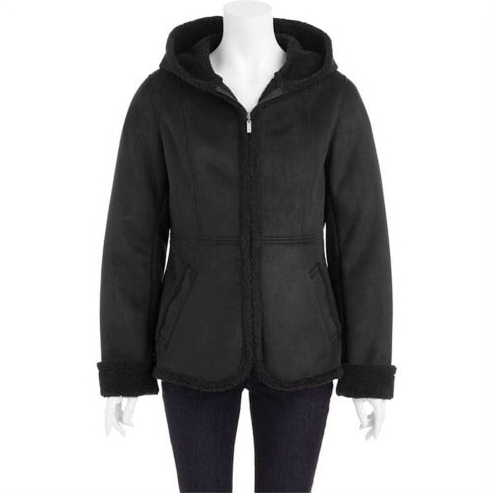 Faded Glory Women s Faux Shearling Hooded Jacket Walmart