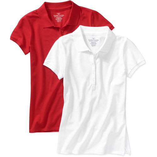 Faded Glory Women's Knit Polo Shirts, 2Pack