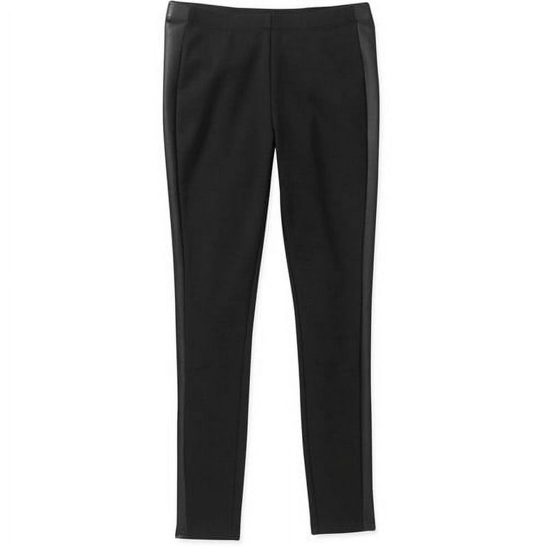 Faded Glory Women s Leggings with Faux Leather Tuxedo Side Stripes