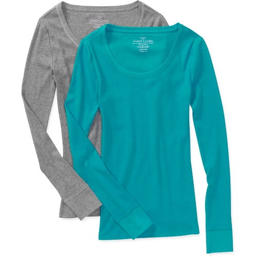 Faded Glory Women's Long Sleeve Scoop Tees, 2pack