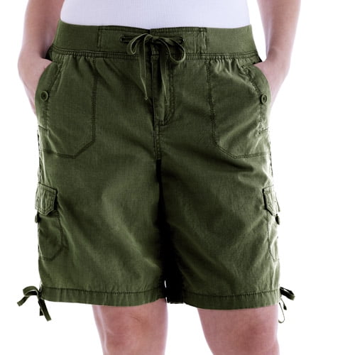 Faded Glory Women s Plus Cinched Cargo Bermuda Shorts Walmart