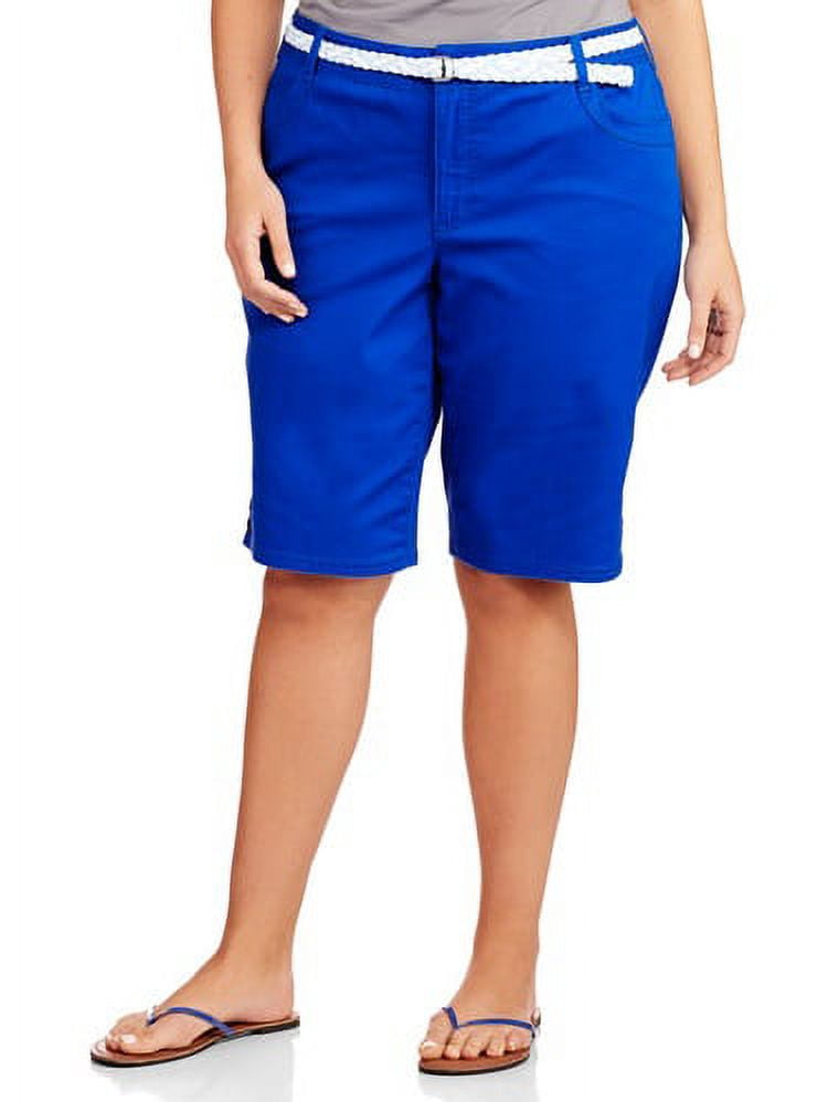 Faded Glory Women's Plus Size 12 Inch Bermuda Short With Belt