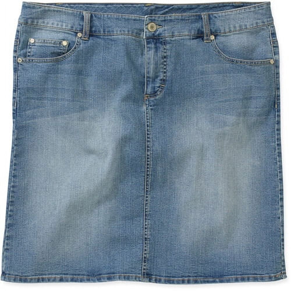 Faded Glory Women's Plus-Size Embellished Denim Skirt with Flap-Back ...