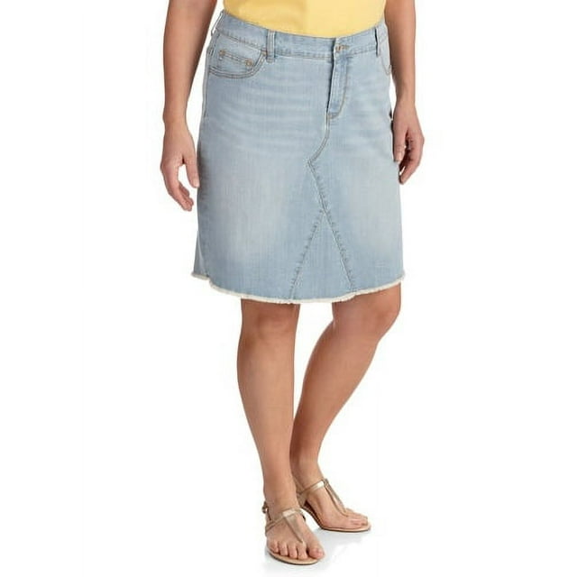 Faded Glory Women's Plus-Size Frayed Denim Skirt - Walmart.com