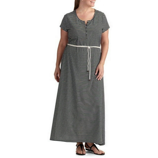 Faded Glory Women's PlusSize Henley Maxi Dress with Rope Belt