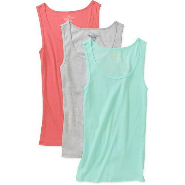 Faded Glory Women's Plus-Size Ribbed Tank, 3-Pack Value Bundle