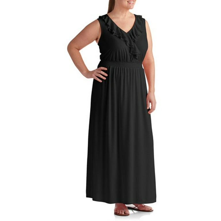 Faded Glory Women's Plus-Size Ruffled Maxi Dress - Walmart.com
