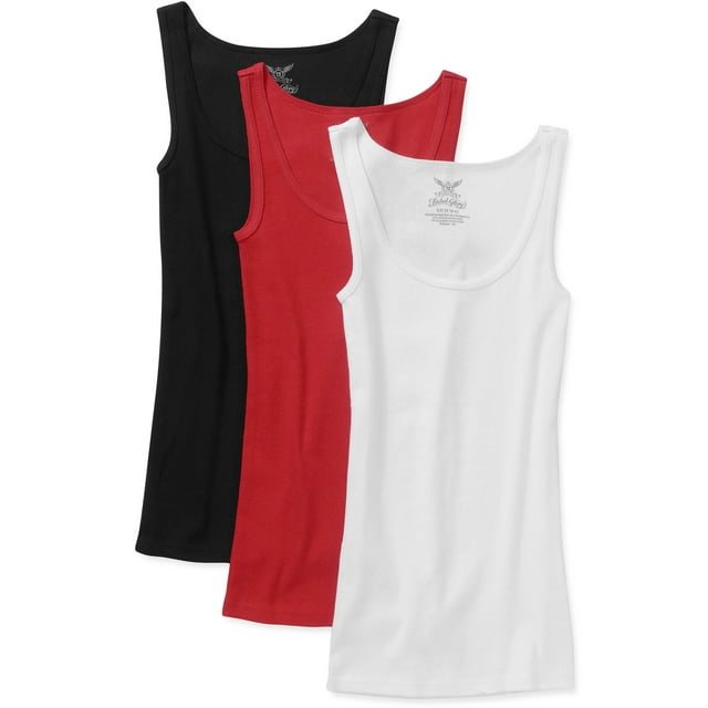 Faded Glory Women's Ribbed Cotton Tanks 3-Pack Value Bundle