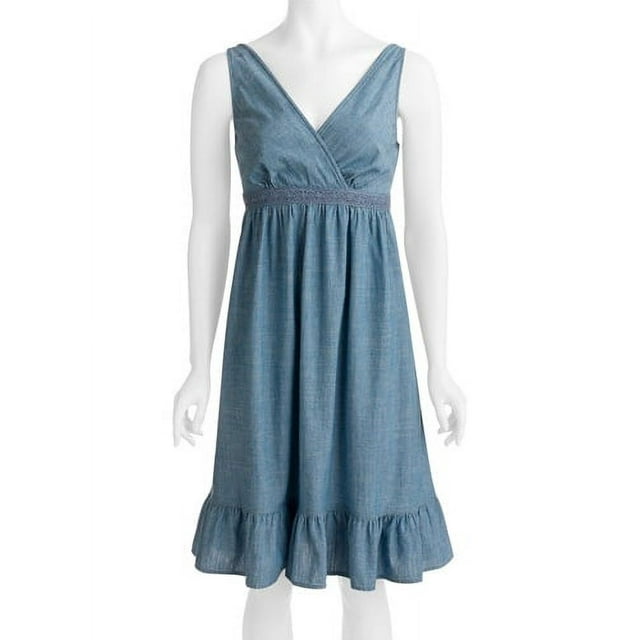 Faded Glory - Women's Surplice Lace Trim Woven Dress - Walmart.com
